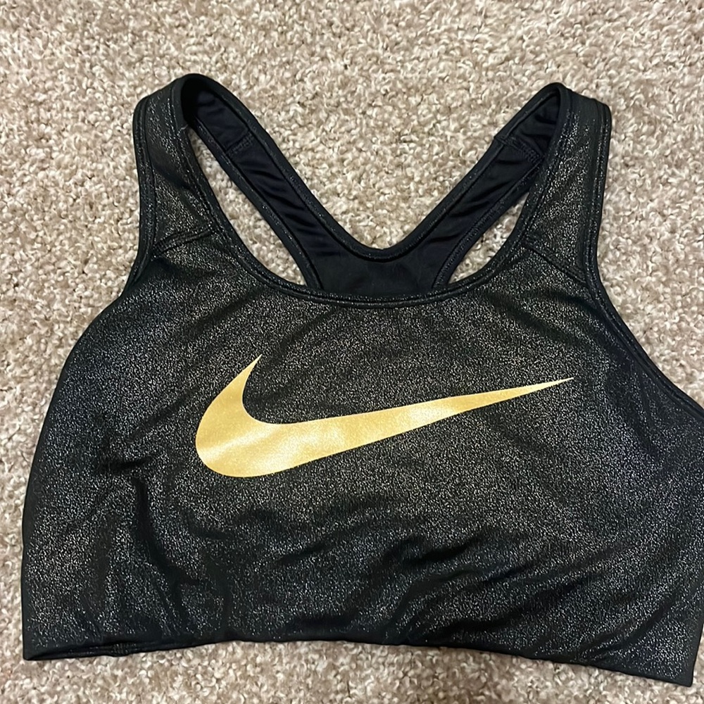 Black and gold shimmery nike dri fit sports bra